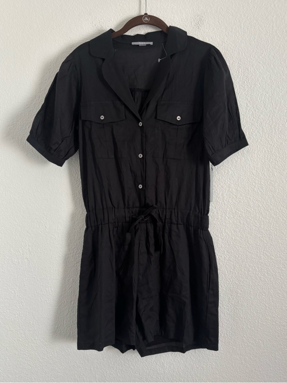 NWT Tart Women's Size Medium Black 100% Cotton Short Sleeve Hadley Romper
